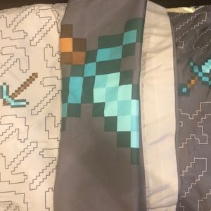 Minecraft twin sheet set with two pillow cases from Target.